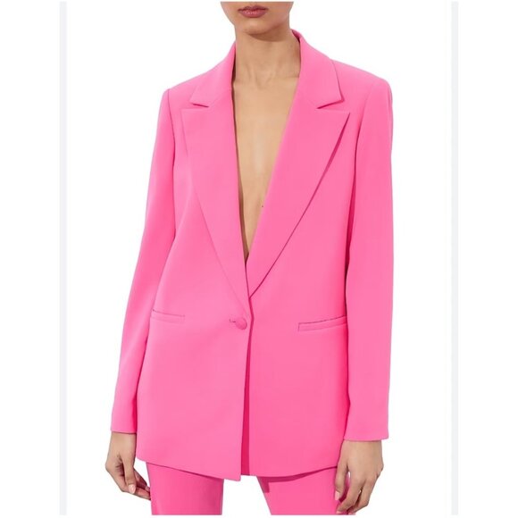 Alice + Olivia Womens Small Hot Pink Single-Button Denny Boyfriend Blazer - Picture 12 of 12